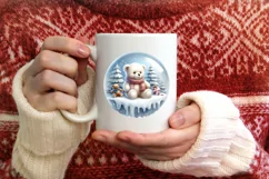Melting Winter Teddy Bear Round Ornament Sublimation PNG Product Image 4