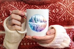 3D Forest Winter Scene Round Ornament Sublimation PNG Product Image 4