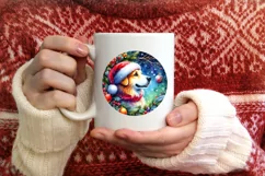 Christmas Dog Round Ornament PNG Product Image 1