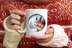 Smiling Squirrel Snow Wall Round Ornament PNG Product Image 3