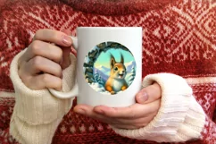 Smiling Squirrel Snow Wall Round Ornament PNG Product Image 3