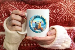 Smiling Bear Melting Ice Round Ornament PNG Product Image 4