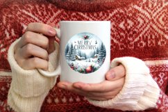 Winter Santa Round Ornament Sublimation PNG Product Image 4