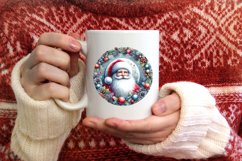 Colorful Santa Round Ornament Sublimation PNG Product Image 3