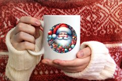 Colorful Santa Round Ornament Sublimation PNG Product Image 3