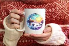 Mexican Winter Scene Round Ornament Sublimation PNG Product Image 3