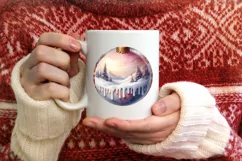 Winter Scene Round Ornament Sublimation PNG Product Image 4