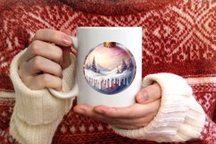 Winter Scene Round Ornament Sublimation PNG Product Image 3