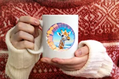 Pastel Giraffe Snow Round Ornament Sublimation PNG Product Image 3