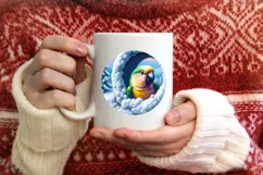 Snow Wall Parrot Round Ornament Sublimation PNG Product Image 3