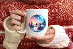 Colorful Winter Scene Cow Boy Ornament Sublimation PNG Product Image 3