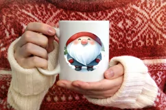 Round Christmas Ornament with Gnome PNG Product Image 3