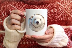 3D Polar Bear Round Ornament Sublimation PNG Product Image 4