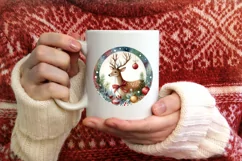 Round Christmas Ornament with Reindeer PNG Product Image 4