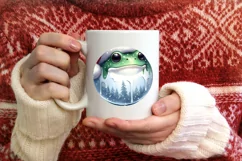 3D Winter Frog Portrait with Santa Hat PNG Product Image 3
