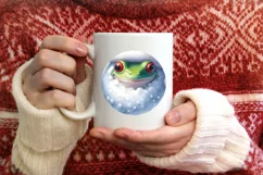 3D Winter Frog Portrait with Santa Hat PNG Product Image 3