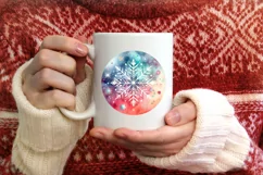 Colorful Pastel Watercolor Christmas Image with Snowflake Product Image 3