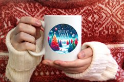Believe in Santa Round Ornament Sublimation PNG Product Image 3