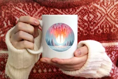 Winter Scene Pastel Candy Round Sublimation PNG Product Image 4
