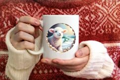 Snow Made Wall Lamb Smiling Round Ornament Sublimation PNG Product Image 3