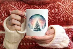Pastel Christmas Tree Round Ornament Sublimation PNG Product Image 4