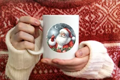 Santa Round Ornament Sublimation PNG Product Image 4