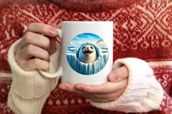 Melting Ice Wall Seal Smiling Round Ornament Sublimation PNG Product Image 3