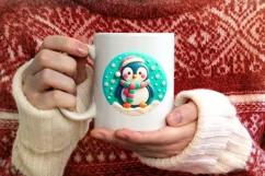 Christmas Penguin Round Ornament Sublimation PNG Product Image 4