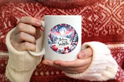 Santa Large Text Round Ornament Sublimation PNG Product Image 1