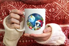 Christmas Penguin Round Ornament Sublimation PNG Product Image 4