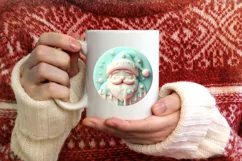 Santa with Melting Edges Round Ornament Sublimation PNG Product Image 3