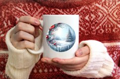 Winter Scene with Flowers Round Ornament Sublimation PNG Product Image 3