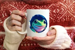 Icy Wall with Smiling Frog Round Ornament Sublimation PNG Product Image 3