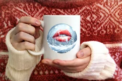 Winter Scene Sexy Lips Round Ornament Sublimation PNG Product Image 1
