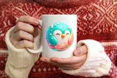 Christmas Penguin with Depth Round Ornament Sublimation PNG Product Image 4