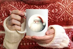 Santa Gnome Round Ornament Sublimation PNG Product Image 1