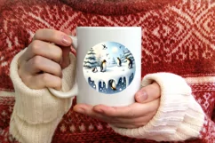 Round Winter Scene with Penguins PNG Product Image 4
