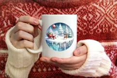 Round Winter Scene with Santa PNG Product Image 3