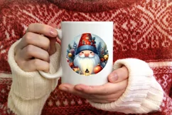 Christmas Gnome Round Ornament Sublimation PNG Product Image 3