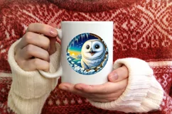 Melting Ice Wall with Smiling Owl Sublimation PNG Product Image 4