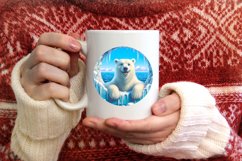 Melting Ice Wall with Smiling Polar Bear Sublimation PNG Product Image 3
