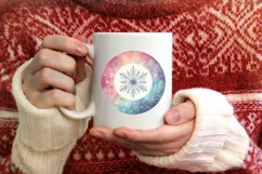 Round Snowflake Christmas Ornament PNG Product Image 3