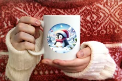 Penguins Winter 3D Round Ornament PNG Product Image 4