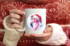 Round Christmass Flamingo PNG Product Image 3