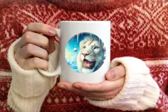 Melting Ice Lion Round Sticker Sublimation PNG Product Image 3