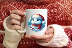3D Winter Scene Bunny Portrait Round Ornament Sublimation Product Image 3