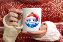 3D Winter Scene Bunny Portrait Round Ornament Sublimation Product Image 4