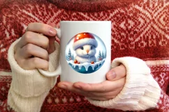 3D Winter Scene Bunny Portrait Round Ornament Sublimation Product Image 4