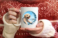 Melting Ice Puppy Round Sticker Sublimation PNG Product Image 4