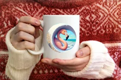 Flamingo Smiling Through Snow Wall Round Ornament Product Image 3